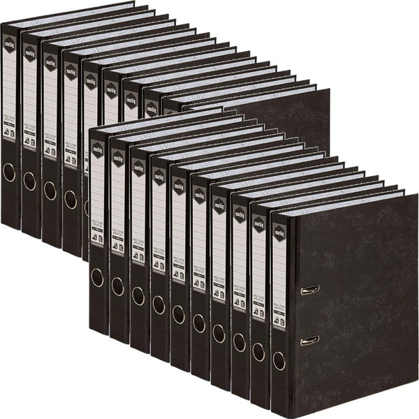 Marbig Half Lever Arch File Folder Reinforced Spine A4 50mm Black 20 Pack 63072M (20 Pack) - SuperOffice