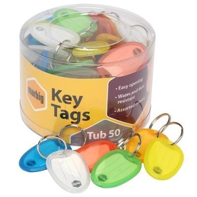 Marbig Key Accessories Key Tag Assorted Colours Tub 50 22120 - SuperOffice