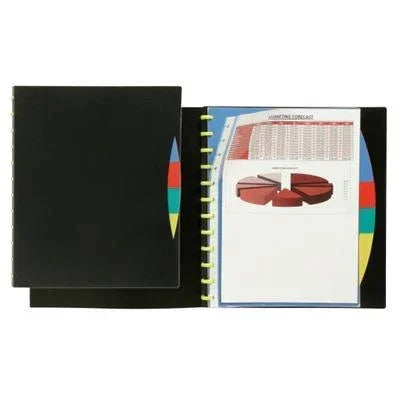 Marbig Kwik Zip Display Book Refillable With Dividers A4 Black 12 Pack 2020202 (12 Pack) - SuperOffice