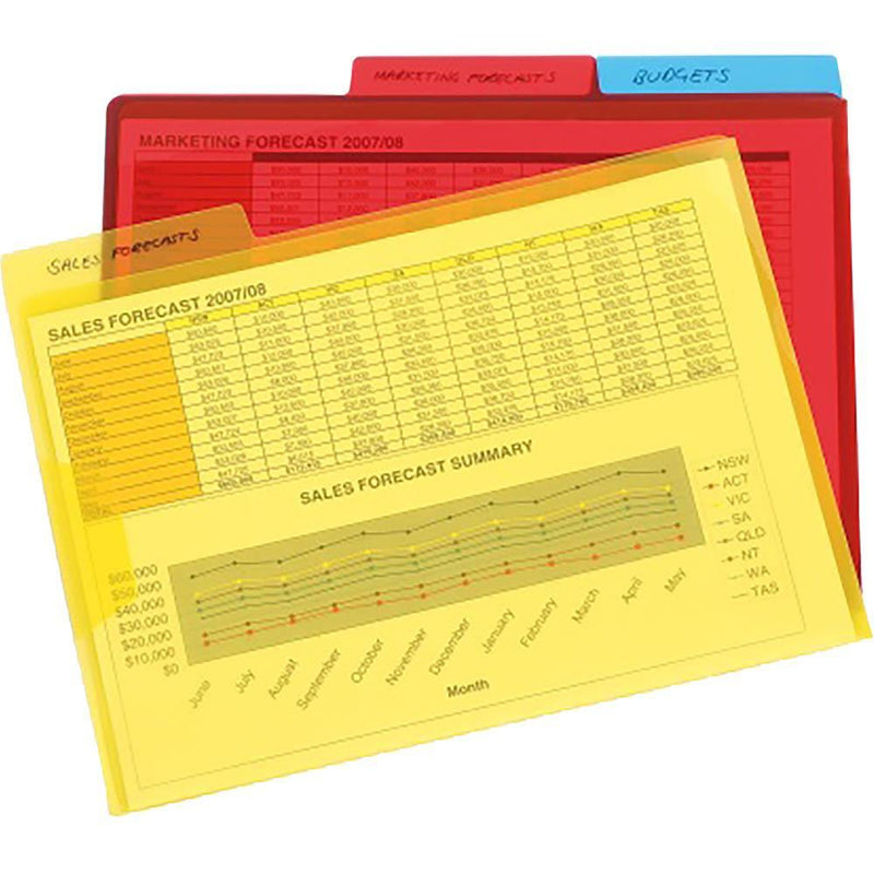 Marbig Letter File With Secure Flap And Tab A4 Clear Pack 3 2019699 (1 Pack of 3) - SuperOffice