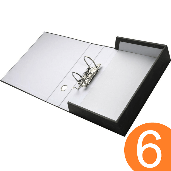 Marbig Lever Arch Box File Foolscap Black Mottle Pack 6 6605011 (6 Pack) - SuperOffice