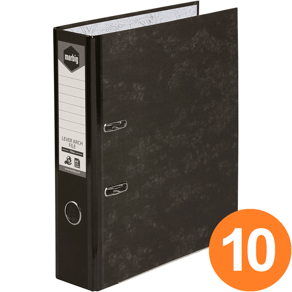Marbig Lever Arch File Folder A4 Black Box 10 63040P (Box 10) - SuperOffice