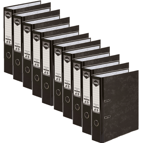 Marbig Lever Arch File Folder A4 Black Mottle 10 Pack BULK 63070M (10 Pack) - SuperOffice
