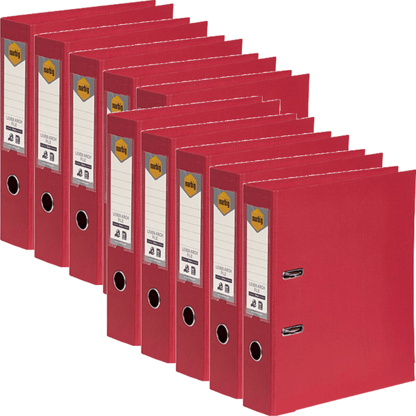 Marbig Linen Lever Arch File Folder PE A4 75mm Deep Red Box 10 6601016 (Box 10) - SuperOffice