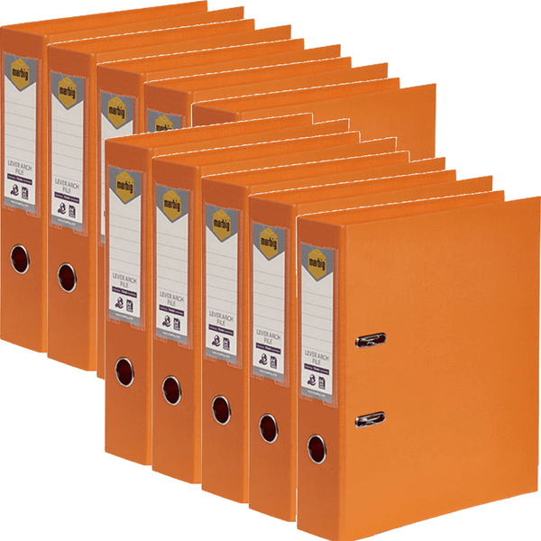 Marbig Linen Lever Arch File Folder PE A4 75mm Orange Box 10 6601006 (Box 10) - SuperOffice