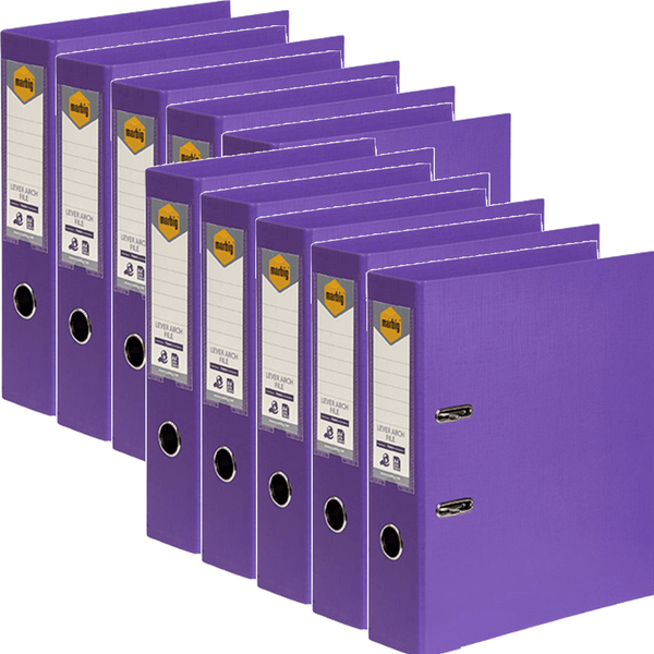 Marbig Linen Lever Arch File Folder PE A4 75mm Purple Box 10 6601019 (Box 10) - SuperOffice