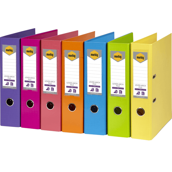 Marbig Linen Lever Arch File PE A4 Assorted Colours 75mm Box 10 6601099 (Box 10) - SuperOffice