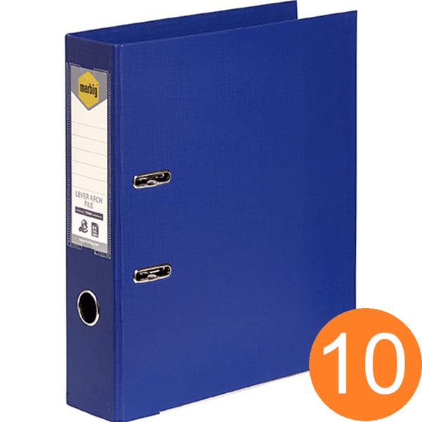 Marbig Linen Lever Arch File Pe A4 Blue Box 10 6601001 (Box 10) - SuperOffice