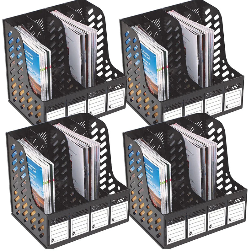 Marbig Magazine Book Holder Racks 4 Sections Pack 4 864200 (Pack 4) - SuperOffice