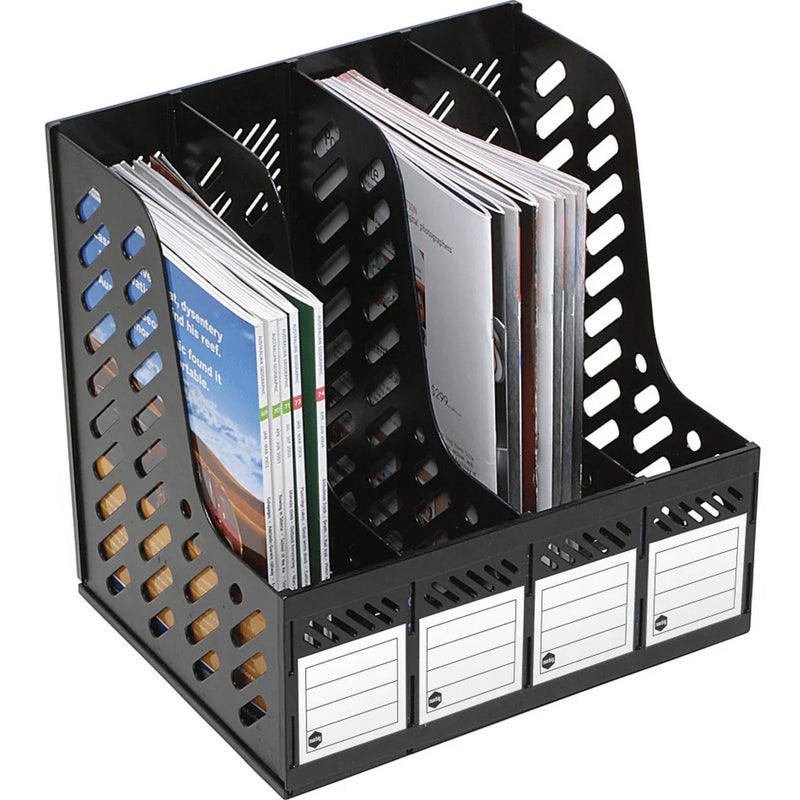 Marbig Magazine Book Holder Racks 4 Sections Pack 4 864200 (Pack 4) - SuperOffice