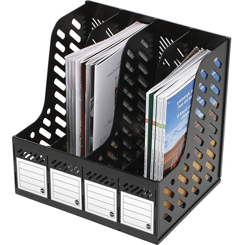 Marbig Magazine Book Holder Racks 4 Sections Pack 4 864200 (Pack 4) - SuperOffice