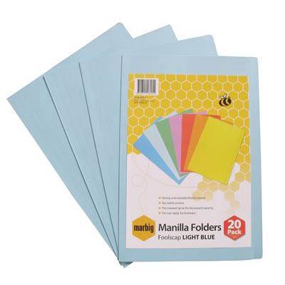 Marbig Manilla Folder Foolscap Light Blue Pack 20 1108617 - SuperOffice
