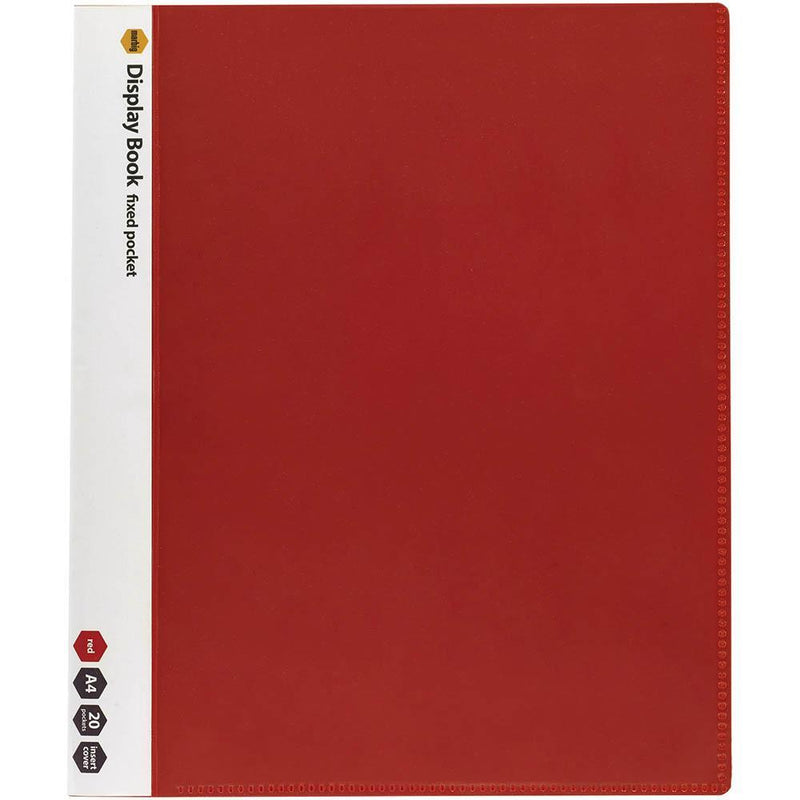 Marbig Non-Refilable Display Book Clear Cover 20 Pocket A4 Red 2003703 - SuperOffice