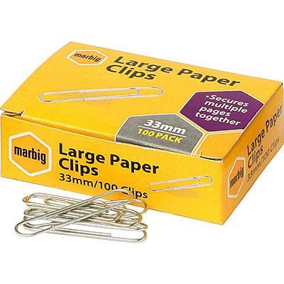 Marbig Paper Clip Round Large 33Mm Box 100 87085 - SuperOffice
