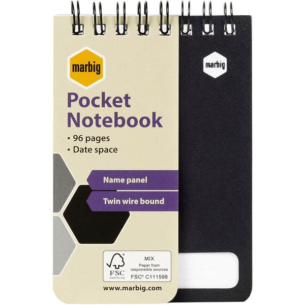 Marbig Pocket Notebook Spiral 96 Page Pack 20 17185F (20 Pack) - SuperOffice