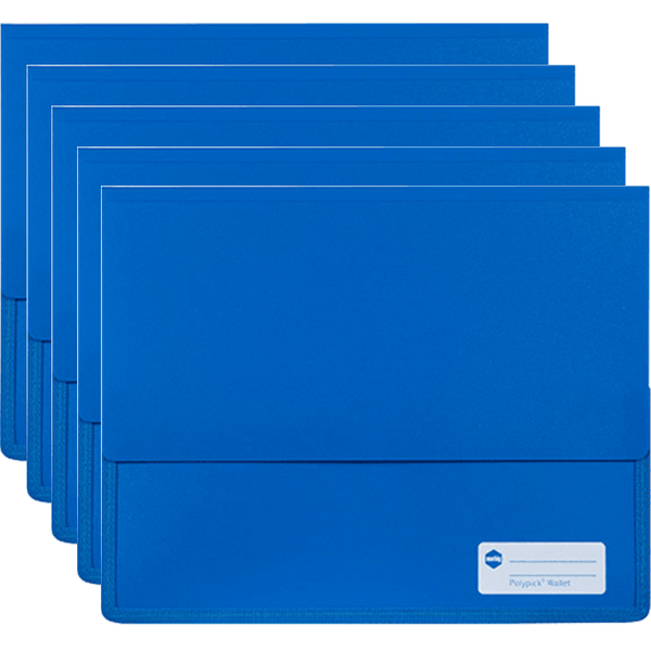 Marbig Polypick Document Wallet Heavy Duty A4 Blue Pack 5 2011501 (5 Pack) - SuperOffice