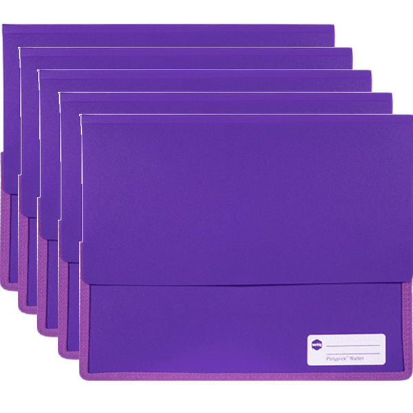 Marbig Polypick Document Wallet Heavy Duty A4 Purple Pack 5 2011519 (5 Pack) - SuperOffice