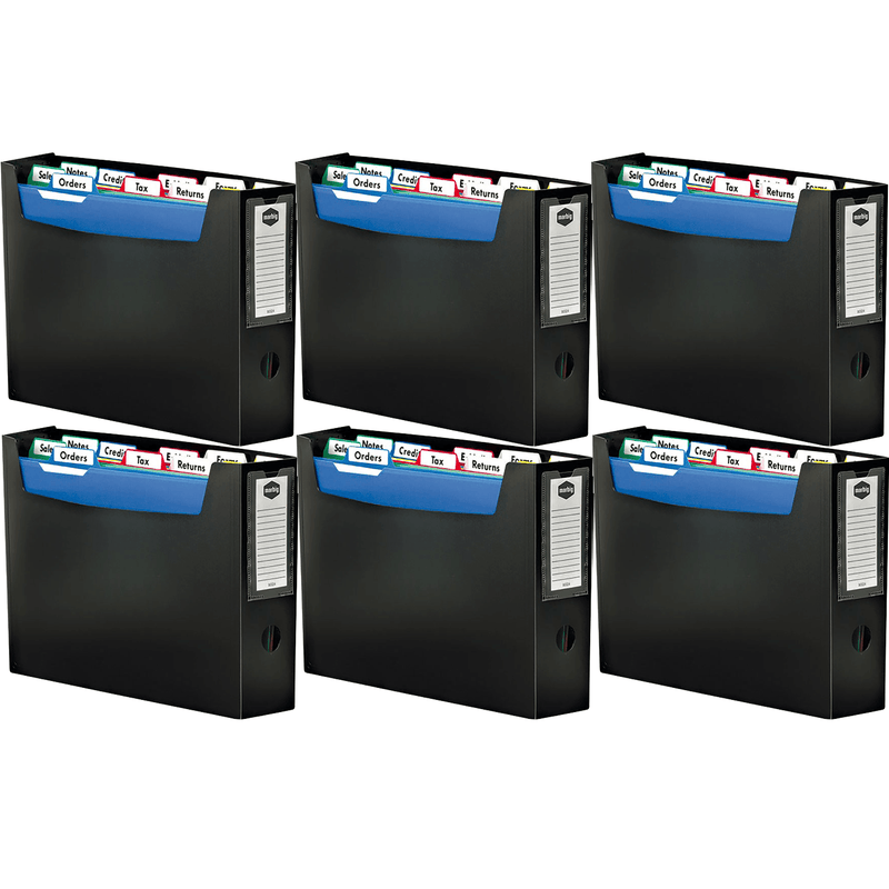 Marbig Portable Organiser File With Filetabs A4 Black Filing 6 Pack 9002402 (6 Pack) - SuperOffice