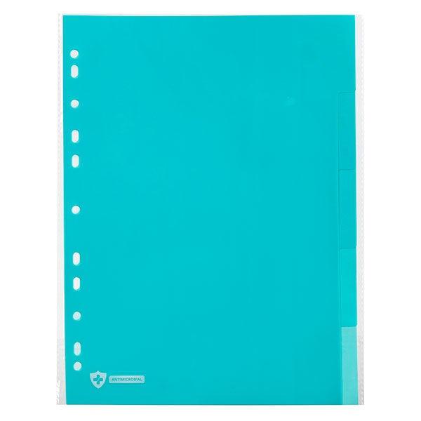 Marbig Professional PP Dividers 5-Tab A4 Antimicrobial Blue 25 Pack Sets 351051 (25 Pack) - SuperOffice