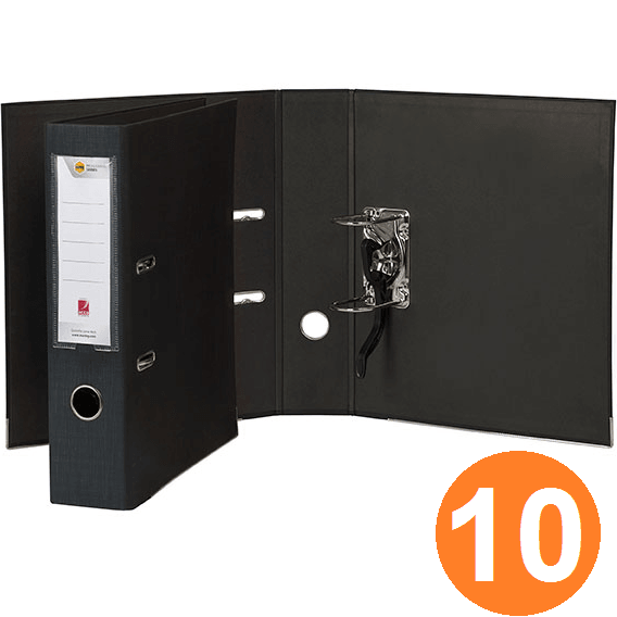 Marbig Professional Quickfile Lever Arch File Foolscap Folders Black Box 10 6506002 (10 Folders) - SuperOffice