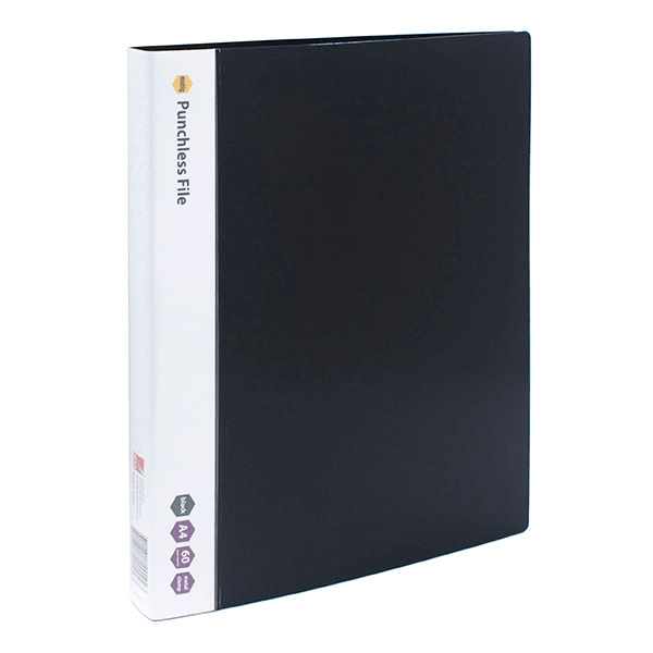 Marbig Punchless File Folder A4 Black Pack 8 2009002 (8 Pack) - SuperOffice