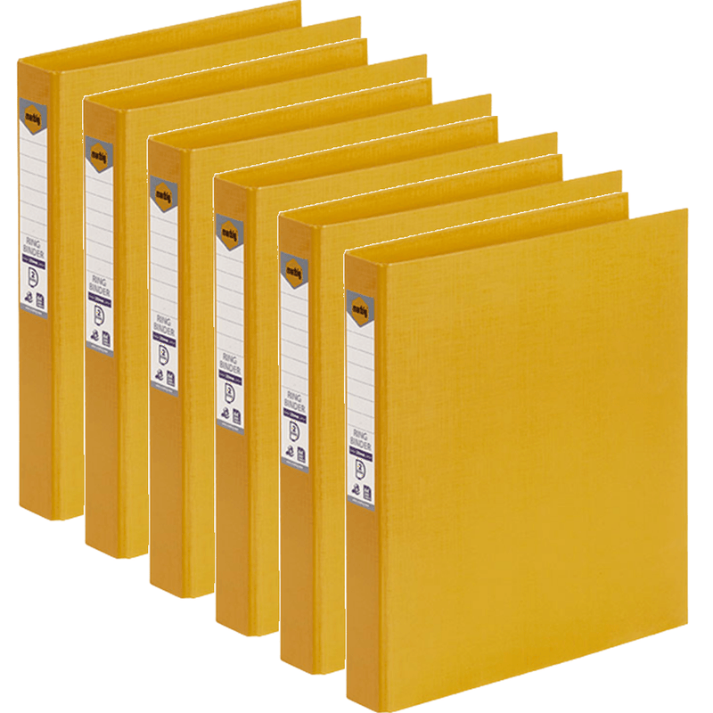 Marbig Ring Binder File Folder PE 25mm 2D A4 Yellow Box 6 5022130 (Box 6) - SuperOffice