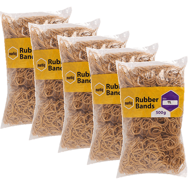 Marbig Rubber Bands Size No.12 500G Bags Pack 5 94512500B (5 Pack) - SuperOffice