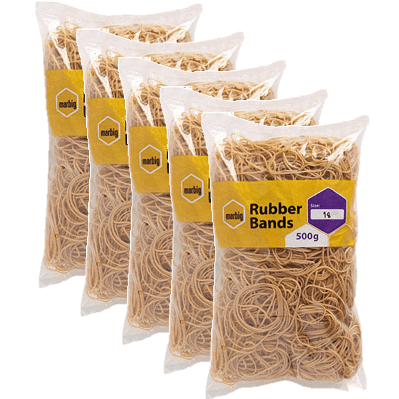Marbig Rubber Bands Size No.18 500g Bag Pack 5 BULK 94518500B (5 Pack) - SuperOffice