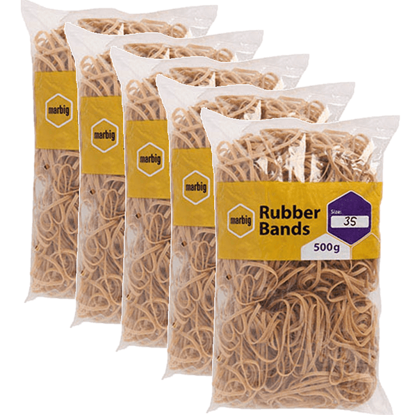 Marbig Rubber Bands Size No.35 500g Bag Pack 5 94535500B (5 Pack) - SuperOffice