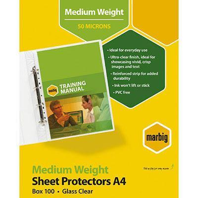 Marbig Sheet Protectors Medium Weight A4 Box 100 25109 - SuperOffice