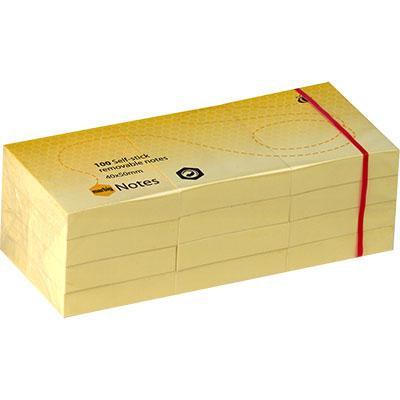 Marbig Stick Sticky Notes 40x50mm Yellow Pack 12 1810205 - SuperOffice