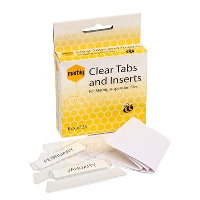 Marbig Suspension File Clear Tabs And Inserts Pack 25 81002 - SuperOffice