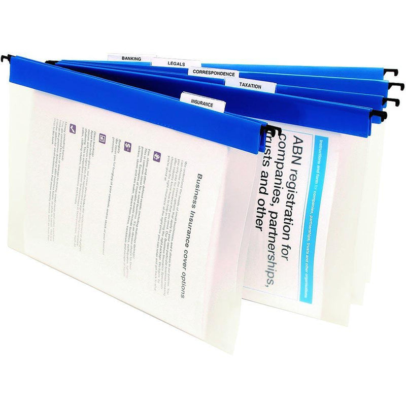 Marbig Suspension Files Clear/Blue Box 10 8201301 - SuperOffice