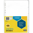 Marbig Tab Dividers Manilla 5-Tab A4 White 50 Pack 37300F (50 Pack) - SuperOffice