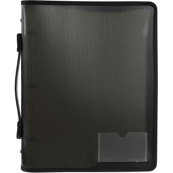 Marbig Zipper Binder With Handle 3D 25mm A4 Smoke Black 6780002 - SuperOffice