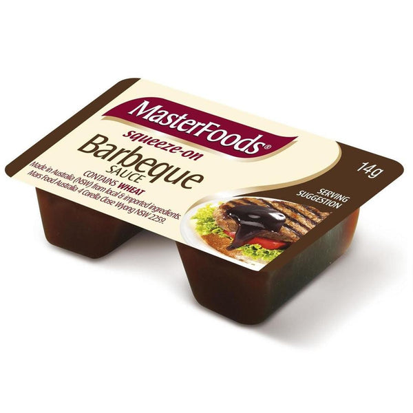 Masterfoods BBQ Sauce Squeezy Individual Portions 14g 100 Carton Squeeze Bulk Box 156726(BBQ) - SuperOffice