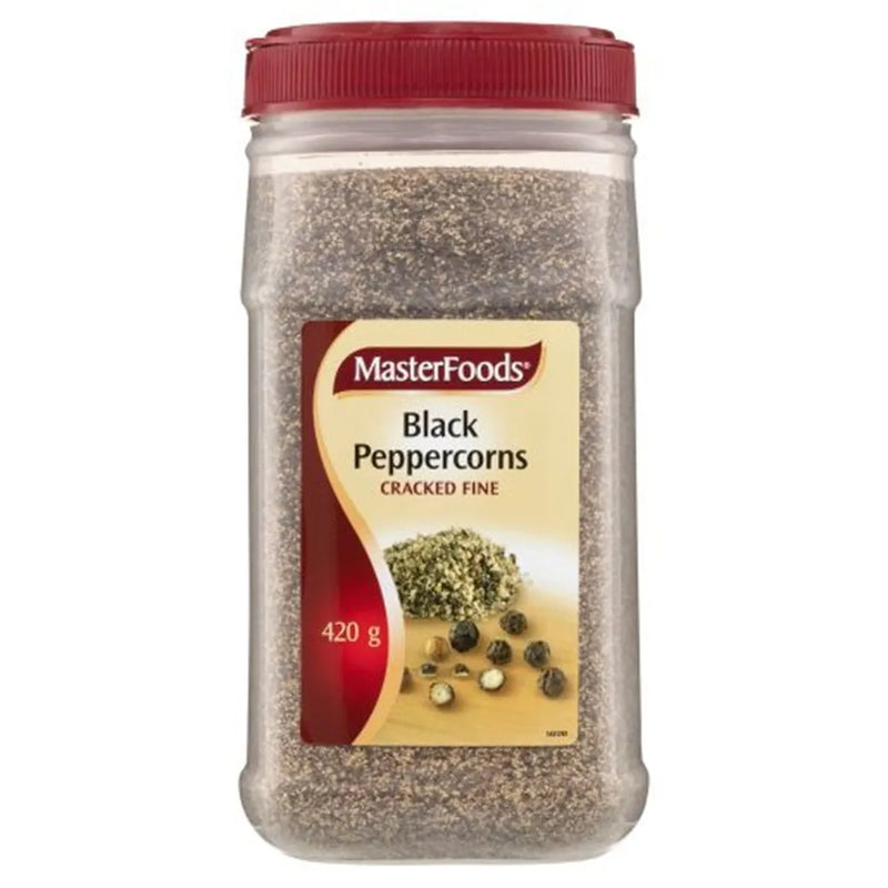 Masterfoods Herb & Spice Black Peppercorns Cracked Fine Seasoning 420g Bottle Bulk Size 307614 - SuperOffice
