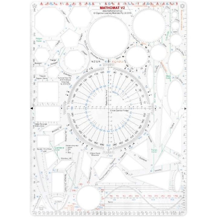 Mathomat Stencil Template V2 Geometry Shapes MathAid MathomatV2Geometry - SuperOffice