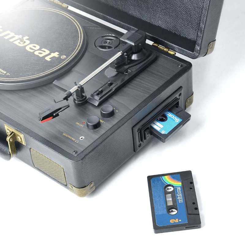 mbeat Uptown Retro Bluetooth Turntable & Cassette Player SPMB-MB-TR166BLK - SuperOffice