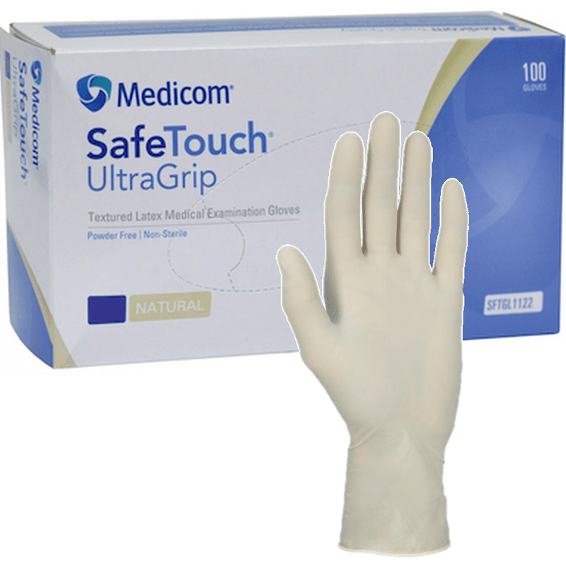 Medicom SafeTouch UltraGrip Latex Medical Gloves Medium Box 100 1122C (Medium) - SuperOffice