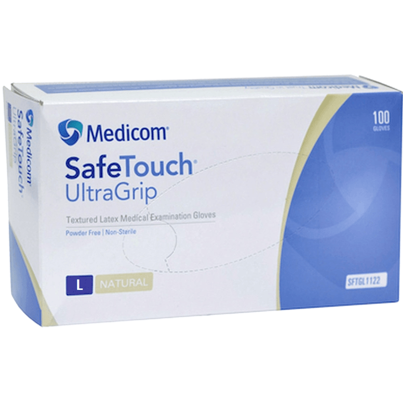 Medicom SafeTouch UltraGrip Latex Medical Gloves Medium Box 100 1122C (Medium) - SuperOffice