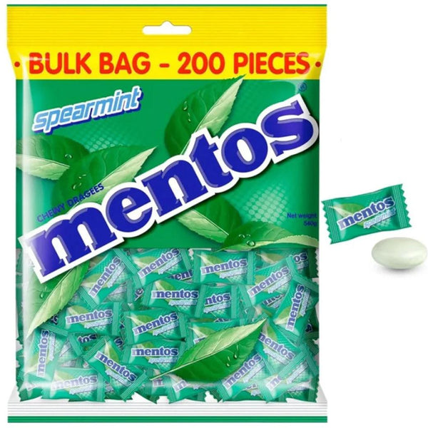 Mentos Spearmint Mint Pack 200 540g Individually Wrapped Green Bulk 34349 - SuperOffice