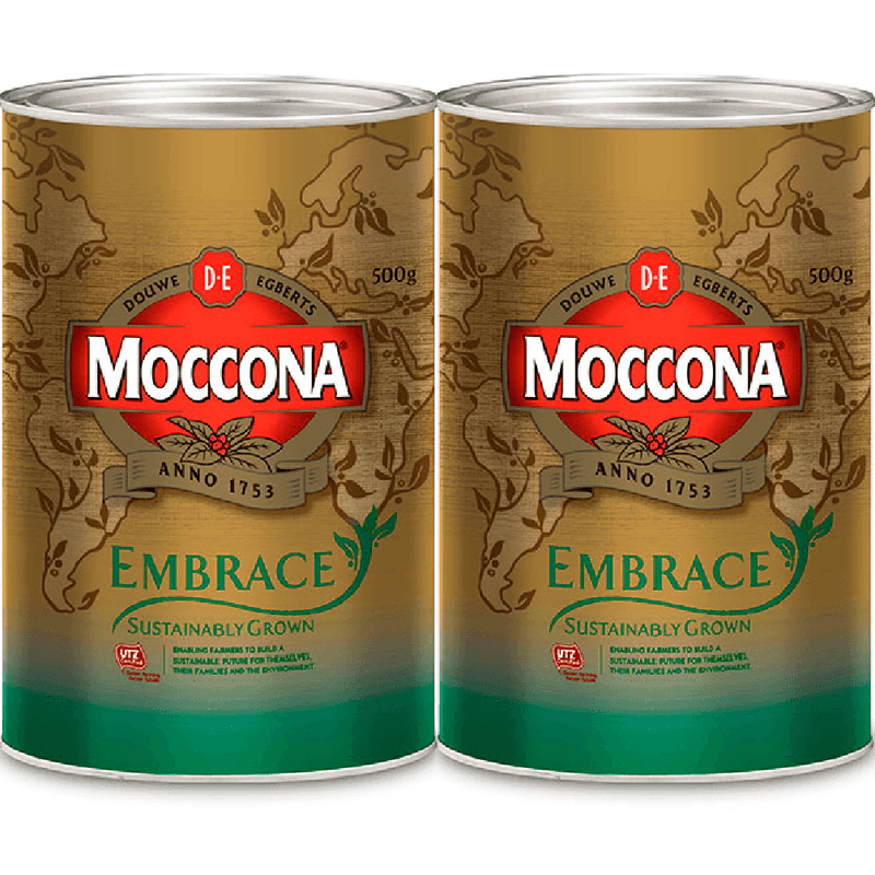 Moccona Embrace Instant Coffee Sustainably Grown 500g Can Pack 2 1671864 (2 Pack) - SuperOffice