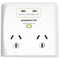 Monster Dual Socket Surge Protector with Dual USB-C Ports White MT-FPDSU700W - SuperOffice