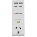Monster Single Socket Surge Protector with USB-C & USB-A Ports White MT-FPSPU30WW - SuperOffice