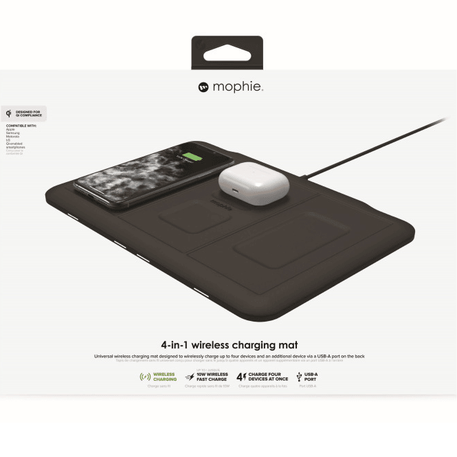 Mophie 4-in-1 Wireless Charging Mat 10W Qi Certified Charge Pad Phone Watch Airpods 401306602 - SuperOffice
