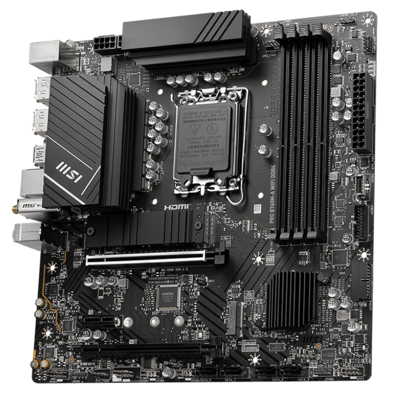 MSI PRO B760M-A WIFI DDR4 Mother Board DDR4 PCIe 5.0 M.2 2.5Gbps LAN USB 3.2 PRO B760M-A WIFI DDR4 - SuperOffice