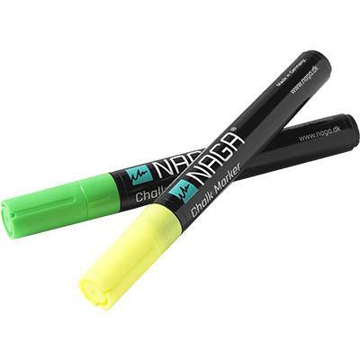 Naga Glassboard Chalk Markers 4.5mm Fluro Green And Yellow Pack 2 22120 - SuperOffice