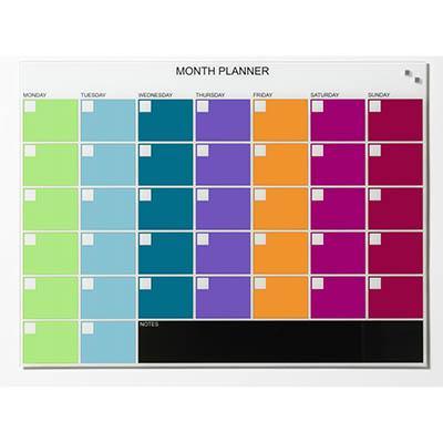 Naga Magnetic Glassboard Month Planner 600 X 800Mm Multi Colour 12101 - SuperOffice