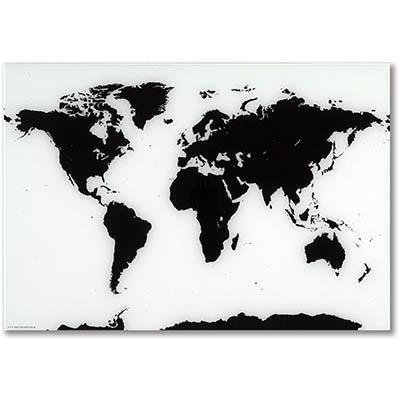 Naga World Map Magnetic Glassboard 800 X 550Mm Black / White 16400 - SuperOffice